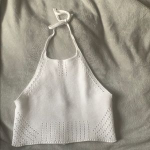 GARAGE white crotchet halter top